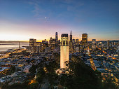 Aerial View of Coit Tower and SF Skyline