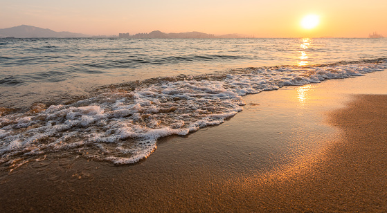 Beautiful beach at the sunset