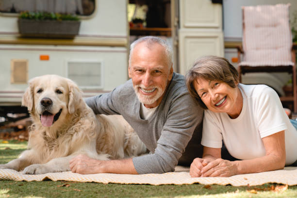istock Old family with dog on a picnic 1935219105