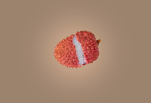 Lychee on the brown background.