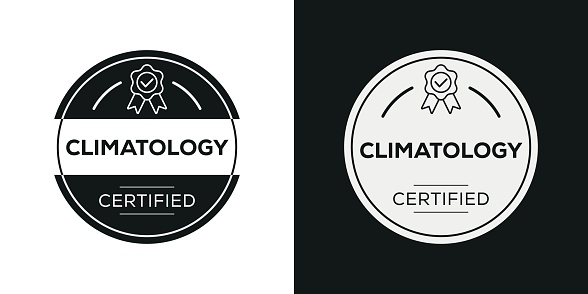 Climatology Certified badge, vector illustration.