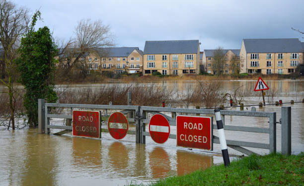 Flooding river Ouse causing bridge and road to be shut off.