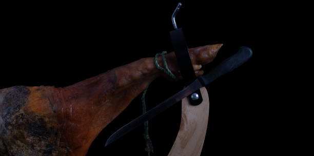 Pig's hoof placed in a ham stand.2