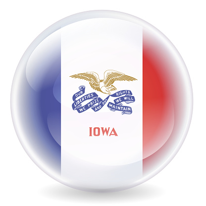 Crystal ball in the colors of the Iowa state flag