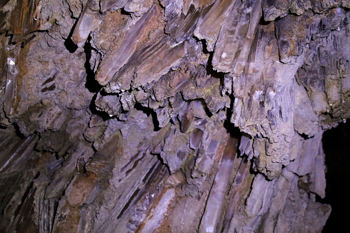 Lapis Specularis rocks in the roman mine in The Sanabrio caves in Cuenca region, Spain