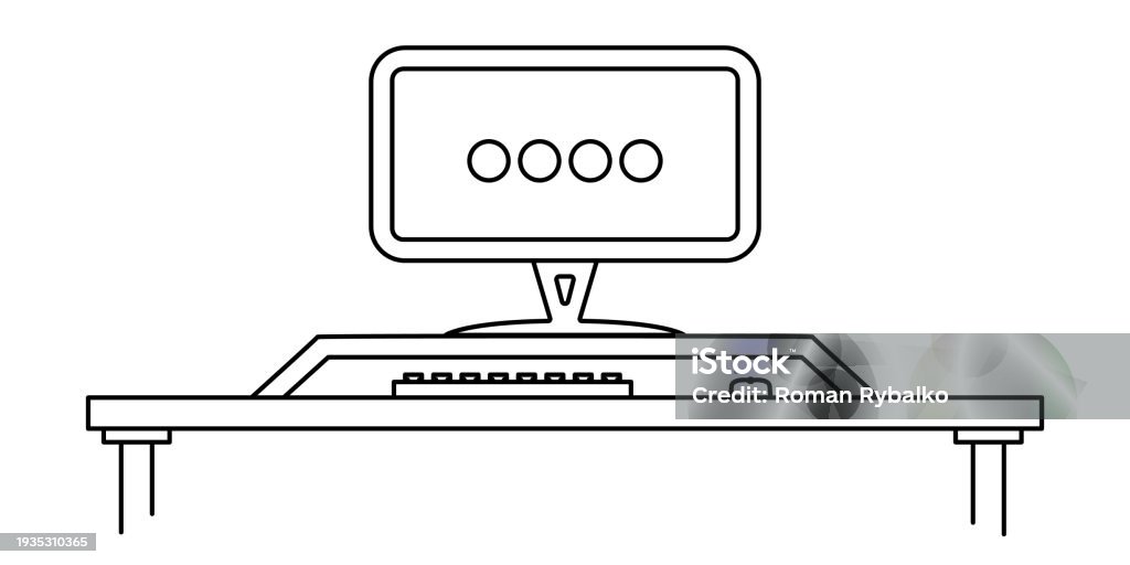 Computer Outline Simple Pc Computer In Flat Outline Style Vector Clipart Illustration Stock ...
