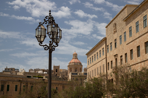 A serene landscape with a cluster of trees and buildings in Valetta, Malta