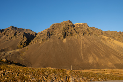 rugged rough mountain ridge at the faroe islands, northern countries in europe.