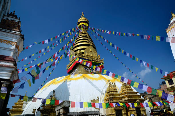 istock Stupa with prayer flags in Kathmandu valley 1935379437