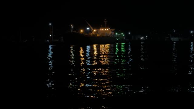 View on Batumi sea port at night