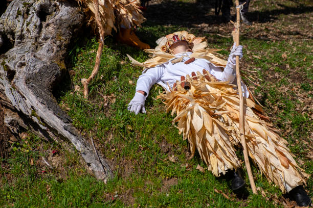 follateiros is a traditional carnival mask from lobios, ourense. spain - carnival costume mask masquerade mask ストックフォトと画像