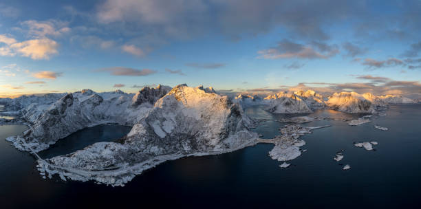 istock Panorama in Reine bay in winter time 1935426149