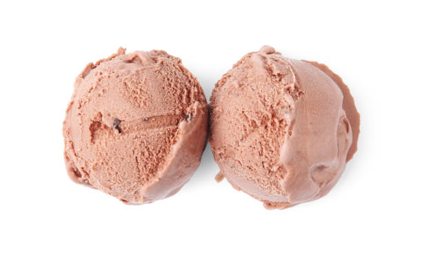 istock Tasty chocolate ice cream isolated on white, top view 1935460751