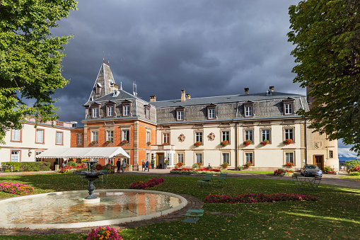 Rouffach, France - October 14, 2023: Chateau d'Isenbourg and Spa in picturesque village Rouffach Haut-Rhin department in Grand Est in north-eastern France