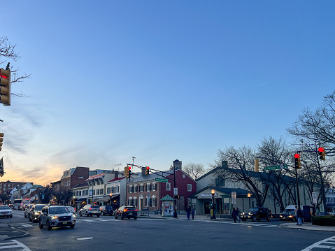 Princeton, New Jersey, USA, Dec 15, 2023: Nassau Street, the main commercial street in the university town of Princeton, New Jersey