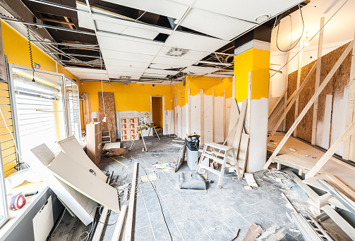 Interior of a shop being torn down for rebuilding..