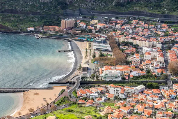 Photo of panoramic view of Machico and its port, Madeira, Portugal