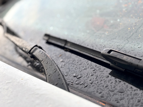 Windshield wiper extreme close-up view