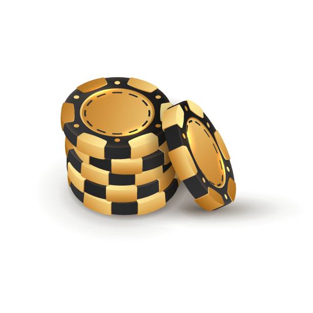 istock Little stack of black with gold poker chips, tokens on white background. Vector illustration for casino, game design, flyer, poster, banner, web, advertising 1935550821