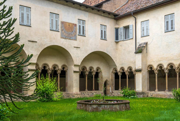 Bolzano (Bozen), Italy, May 2023: Cloister of Franciscan Friary (Franziskanerkloster)