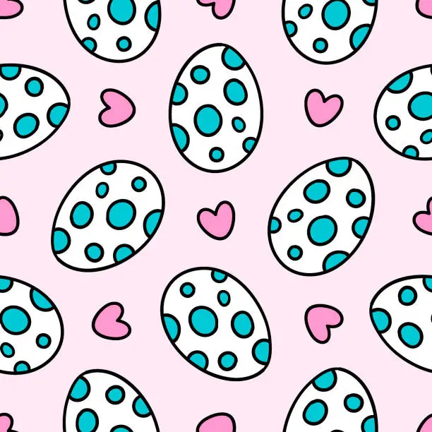 Vector illustration of Easter Eggs Seamless Design Easter Background Easter Eggs Pattern Pink Easter Seamless Pattern