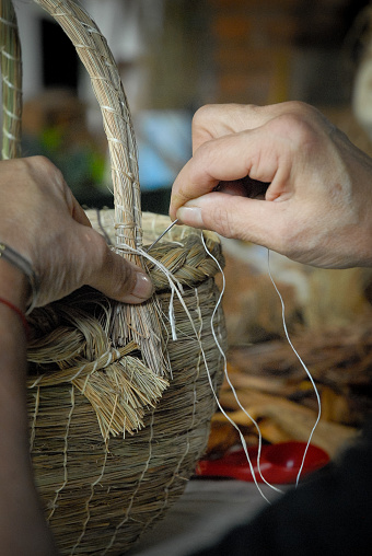 Handmade wicker baskets made by artisans in basketry