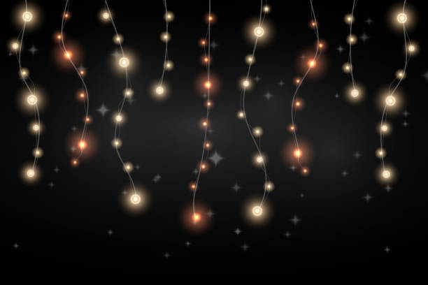 istock Christmas garland isolated on transparent background. Glowing colorful light bulbs with sparkles.Xmas, New Year, wedding or Birthday decor. Party event decoration. Winter holiday season element. 1935645396