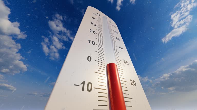 Thermometer Falling To Zero Degrees Winter Concept