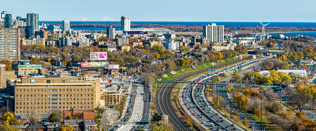 A panoramic view of Montreal city in fall colors, Canada