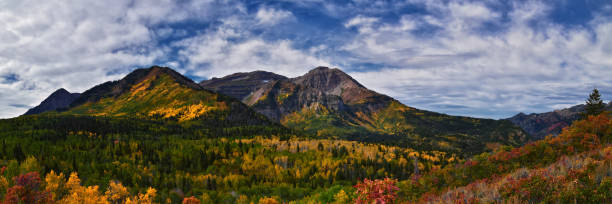Timpanogos back Willow Hollow Ridge, Pine Hollow Trail hiking view Wasatch Rocky Mountains, Utah. United States.