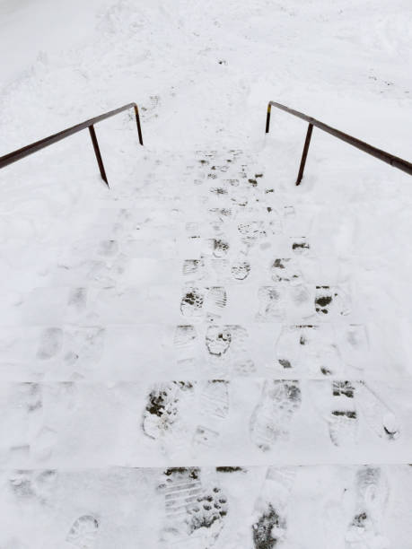 istock The steps are covered with snow, view from above. 1935868892
