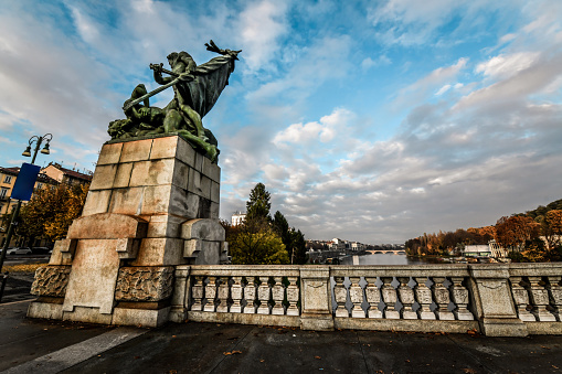 Beautiful Statue On Ponte Umberto I In Turin, Italy