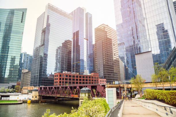 istock View of Chicago downtown from a deserted riverbank footpath 1935882982