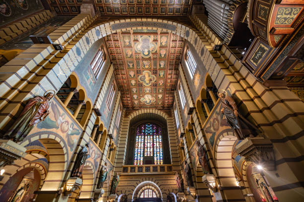 Monastery of Sao Bento in Sao Paulo, Brazil, interior view stock photo
