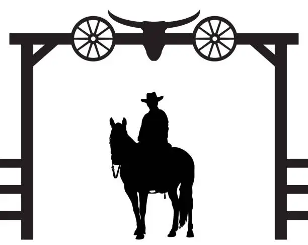 Vector illustration of Ranch Entrance Gate 4