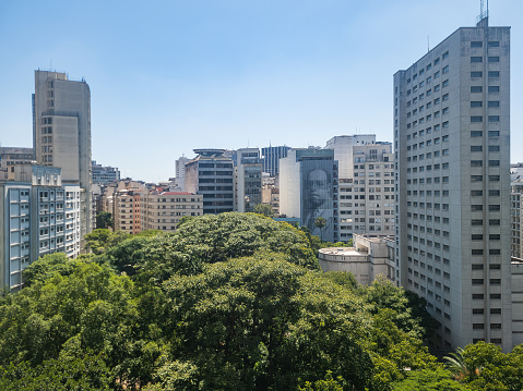 View of the São Paulo, Brazil skyline from the Sooz Hotel on a cloudy day