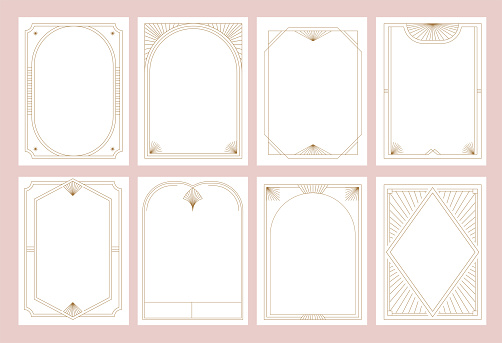 Art Deco frames minimalist collection. Modern minimal style illustrations. Elegant luxury borders and frames, vector templates design