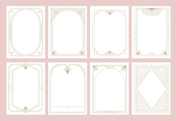 Vector illustration of Art Deco frames minimalist collection. Elegant luxury borders and frames, vector templates design