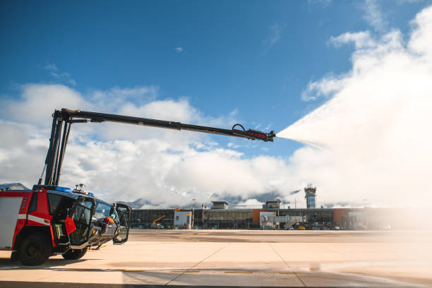 istock Airport Firefighting Truck In Action 1936015904