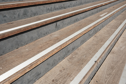 Abstract grungy interior, perspective view of an abandoned  stairway going up