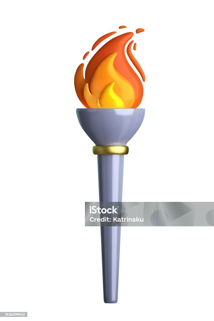 Fire Torch Graphics 3d Torch With Burning Fire Vector Illustration Stock Illustration ...