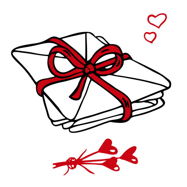 ilustrações, clipart, desenhos animados e ícones de uma pilha de cartas de amor amarradas com fita. correio amor em envelope. ramo de flores vermelhas do coração. símbolos para o dia dos namorados. email. seja meu valentim. dia 14 de fevereiro. mensagem. cartão postal romântico. - envelope opening stack open