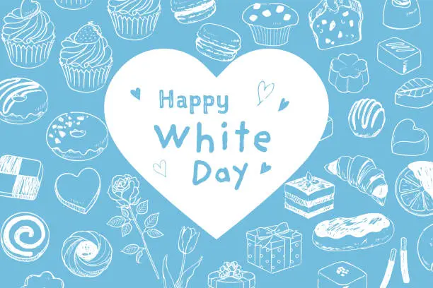 Vector illustration of Hand drawn line drawing white day banner