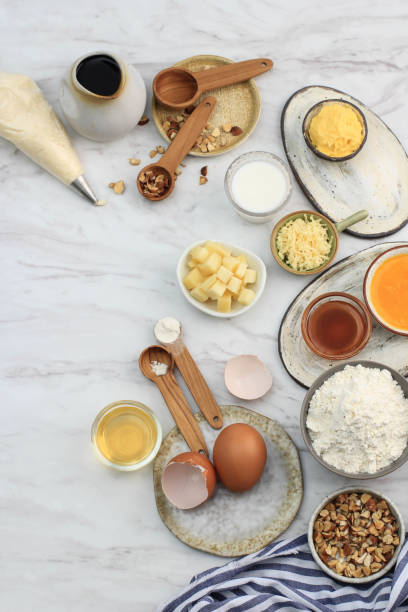 istock Top View Various Ingredients for Baking Preparation on Marble Table, with Copy Space for Text 1936161638