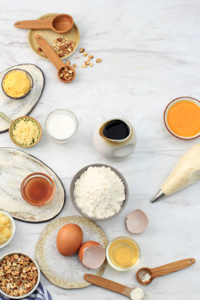 istock Top View Various Ingredients for Baking Preparation on Marble Table, with Copy Space for Text 1936163740