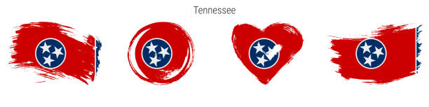 istock Tennessee hand drawn grunge style flag icon set. Free brush stroke flat vector illustration isolated on white 1936247540