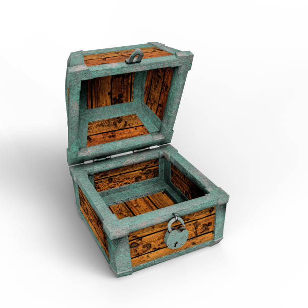 istock Opened Empty Medieval Chest Isolated on White Background. 3D Illustration. File with Clipping Path. 1936254484