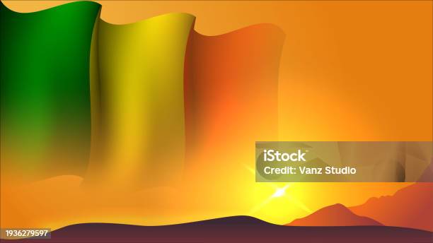 Suly View Mali Waving Flag Concept Background Design With Sunset View On The Hill ...