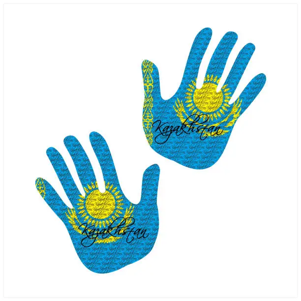 Vector illustration of kazakhstan flag hand vector