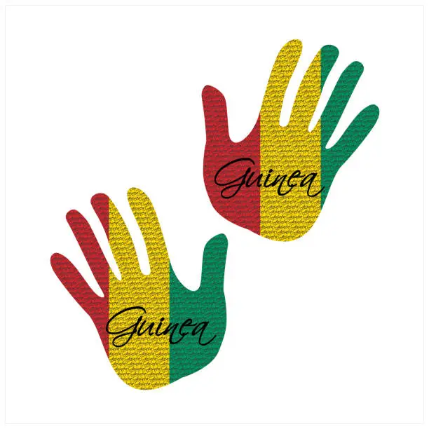 Vector illustration of guinea flag hand vector